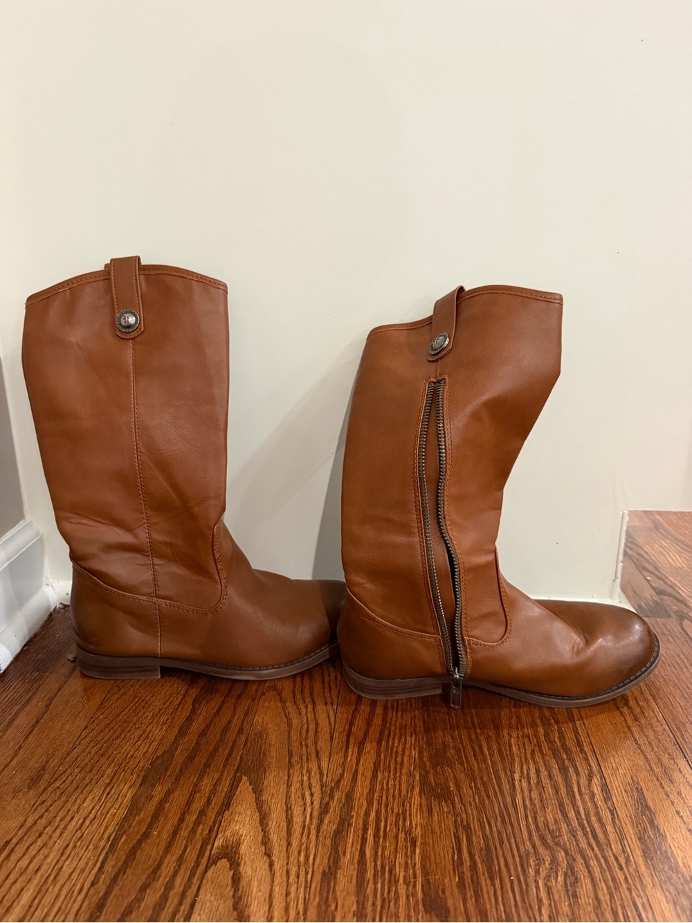 FRYE Kids Brown Leather Mid-Calf Zip Boots - Never worn!